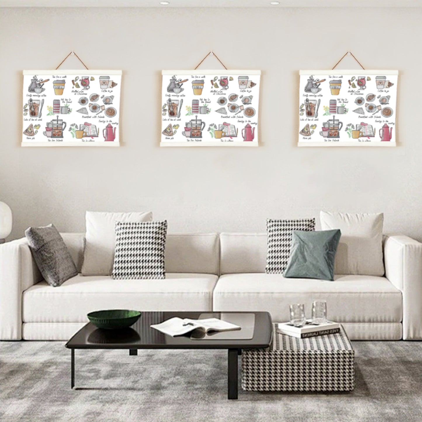 Wooden Magnetic Hanging Scroll Multi-Purpose Wall-Mounted Decorative Painting Rod Lightweight Art Work Print Hanging Holder For Canvas Paper Photo Picture (50CM White)