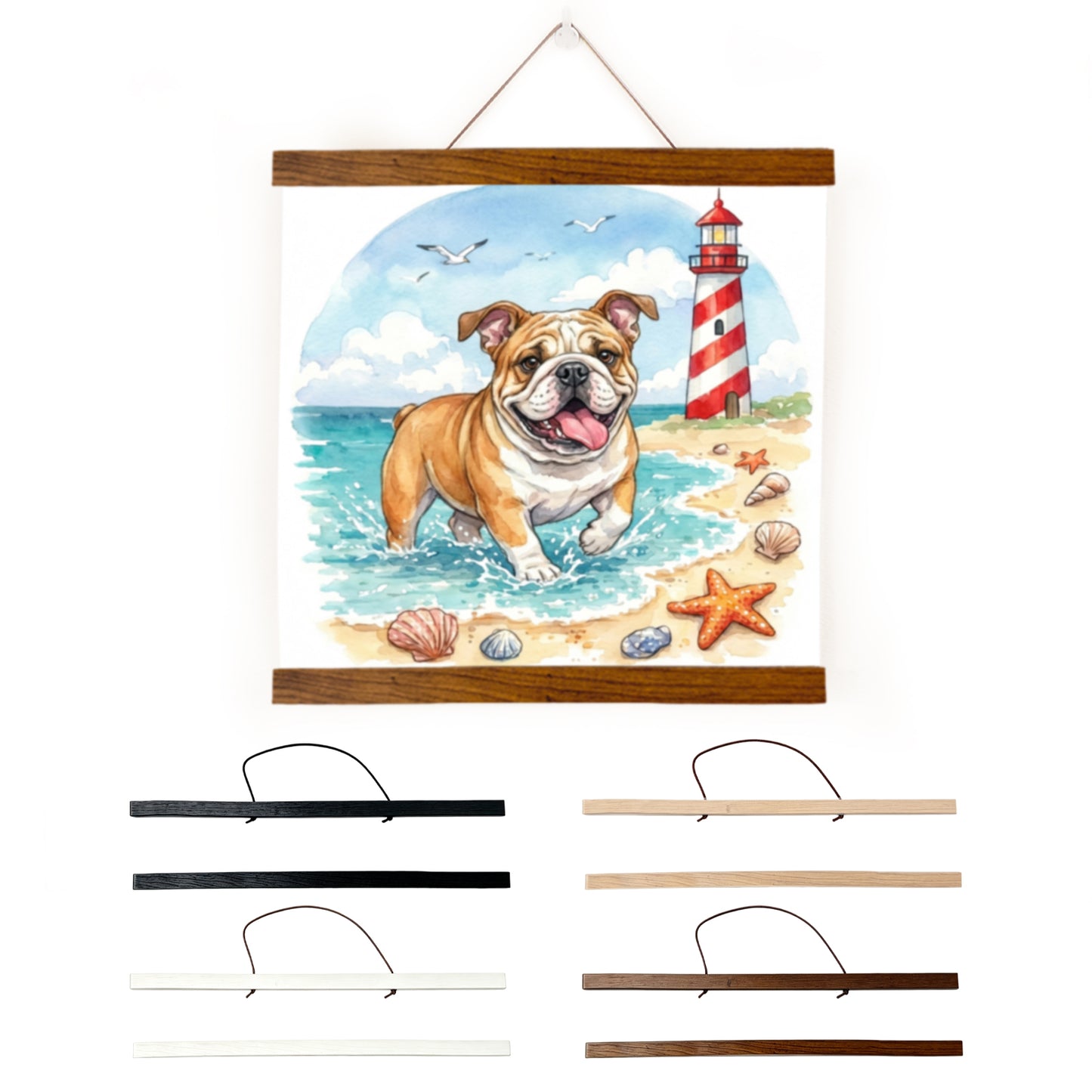 Wooden Magnetic Hanging Scroll Multi-Purpose Wall-Mounted Decorative Painting Rod Lightweight Art Work Print Hanging Holder For Canvas Paper Photo Picture (40CM Beech Wood)