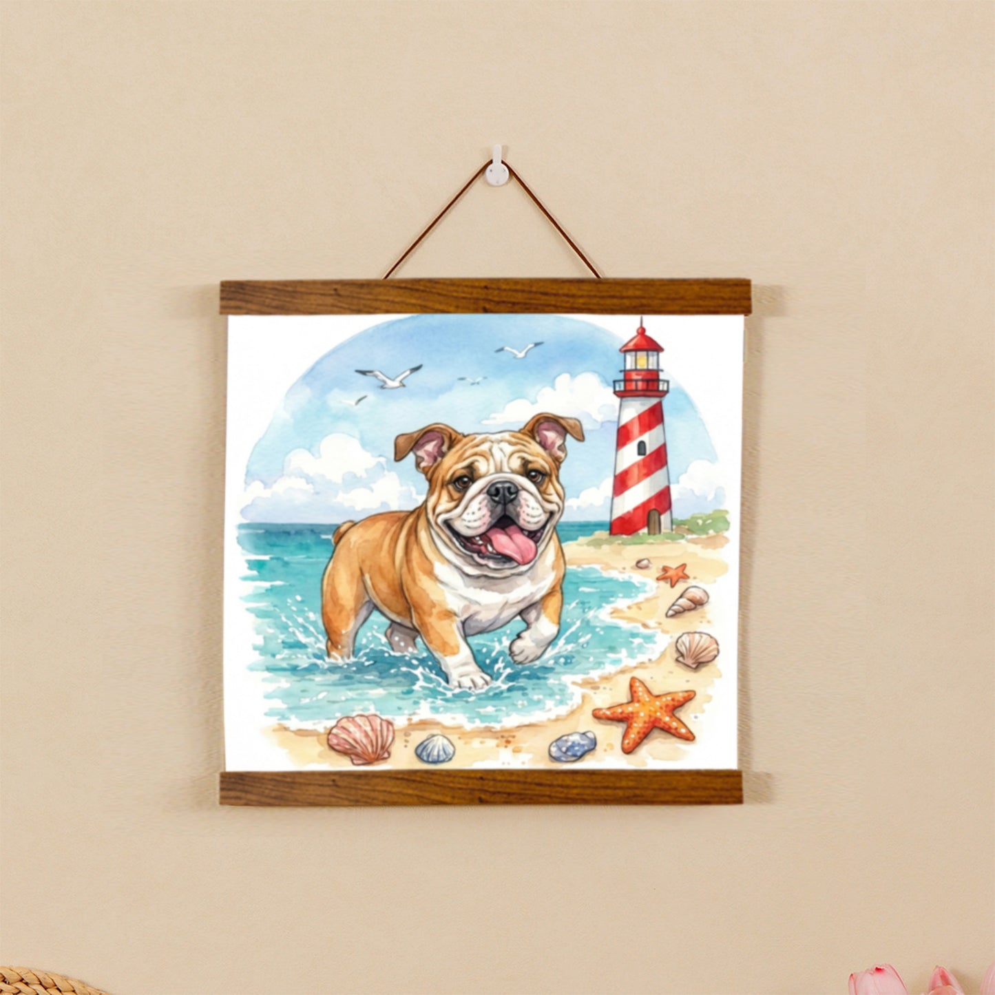 Wooden Magnetic Hanging Scroll Multi-Purpose Wall-Mounted Decorative Painting Rod Lightweight Art Work Print Hanging Holder For Canvas Paper Photo Picture (40CM Beech Wood)