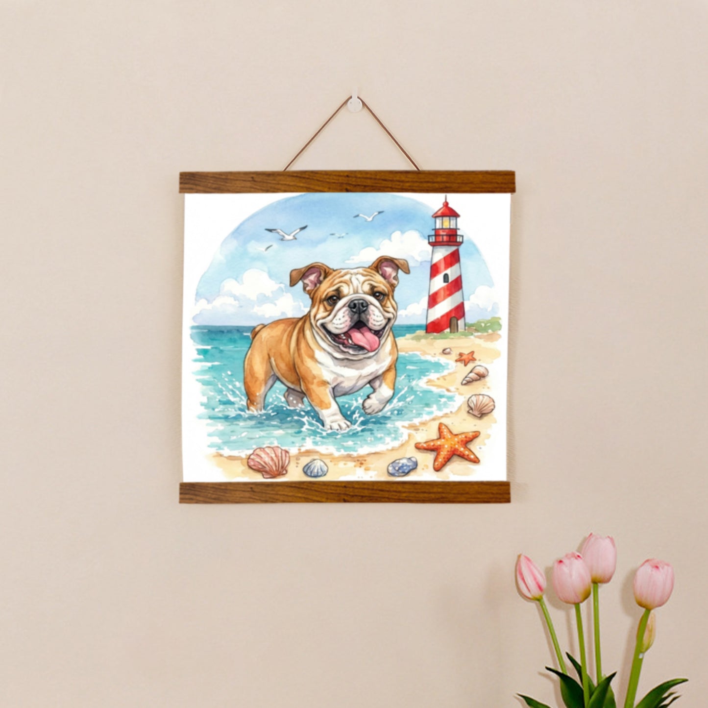 Wooden Magnetic Hanging Scroll Multi-Purpose Wall-Mounted Decorative Painting Rod Lightweight Art Work Print Hanging Holder For Canvas Paper Photo Picture (40CM Beech Wood)