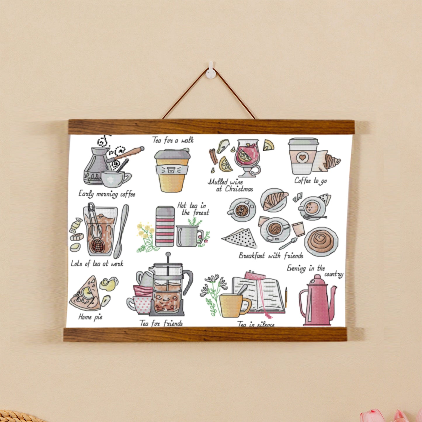 Wooden Magnetic Hanging Scroll Multi-Purpose Wall-Mounted Decorative Painting Rod Lightweight Art Work Print Hanging Holder For Canvas Paper Photo Picture (50CM Beech Wood)