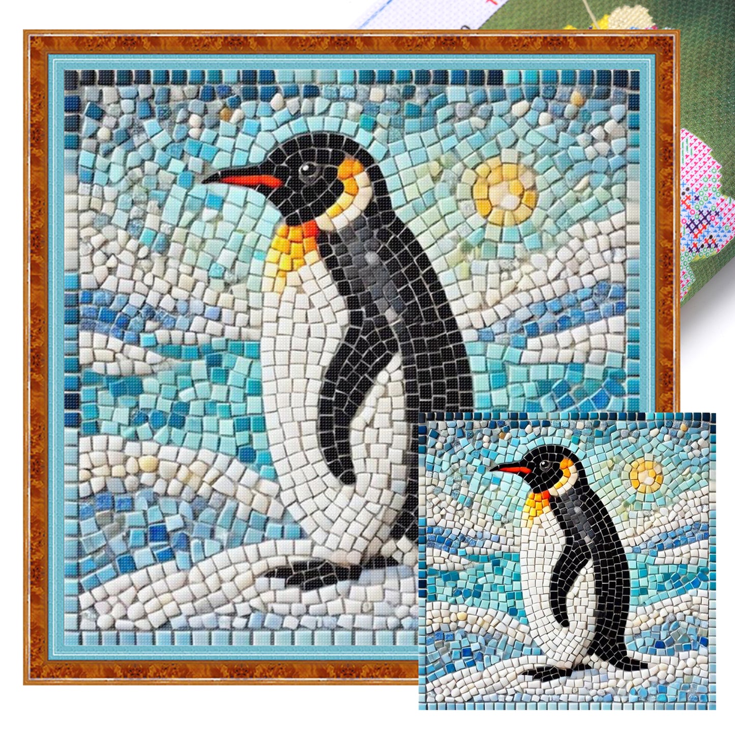 Penguin - Full 11CT Stamped Cross Stitch 40x40CM - Yishu