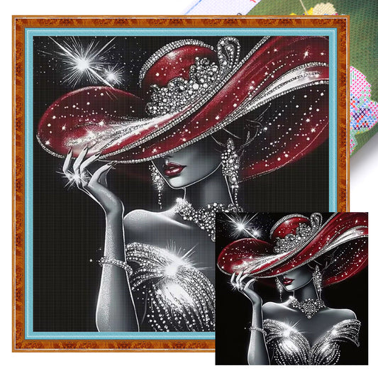 Glam Lady - Full 11CT Stamped Cross Stitch 45x45CM - Yishu