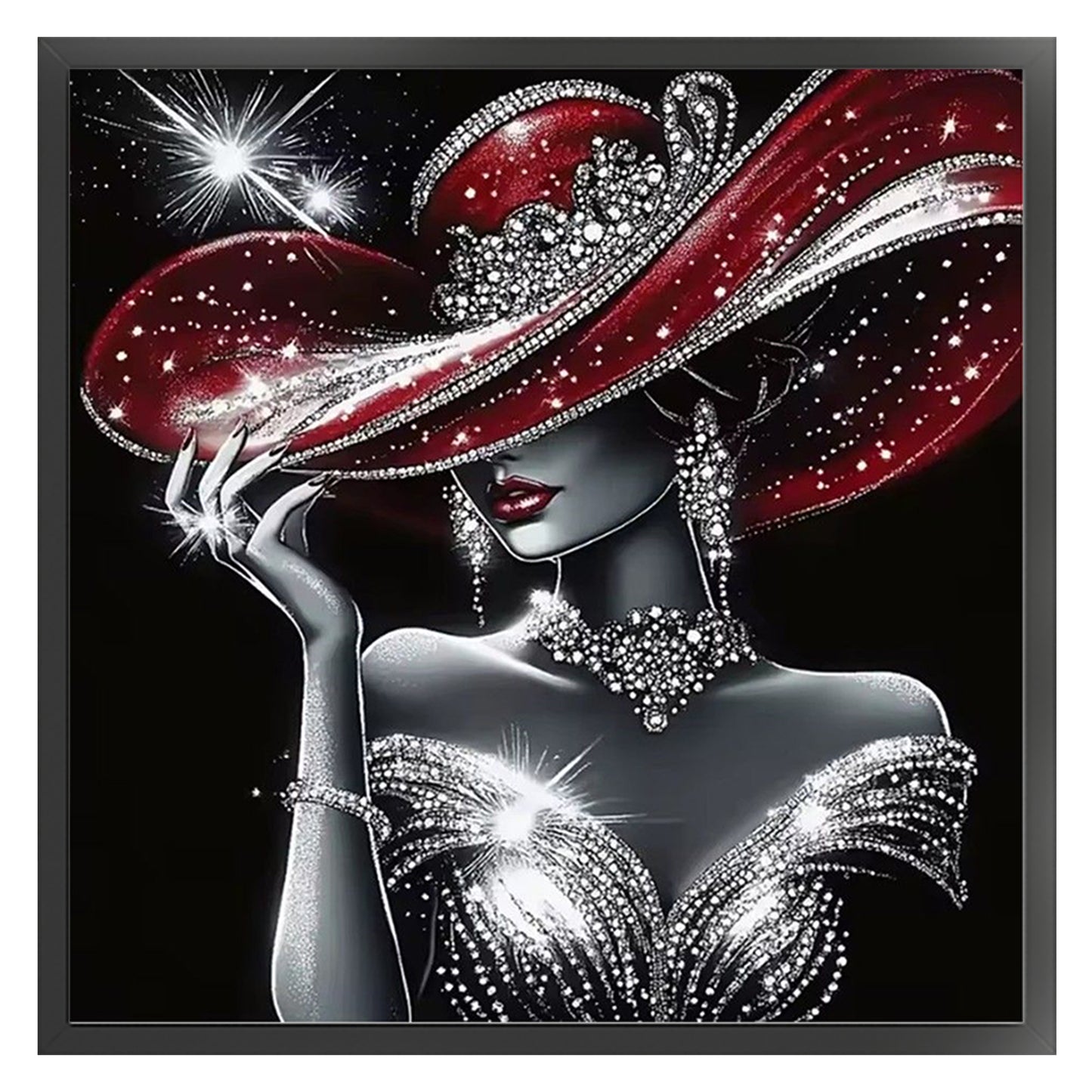 Glam Lady - Full 11CT Stamped Cross Stitch 45x45CM - Yishu