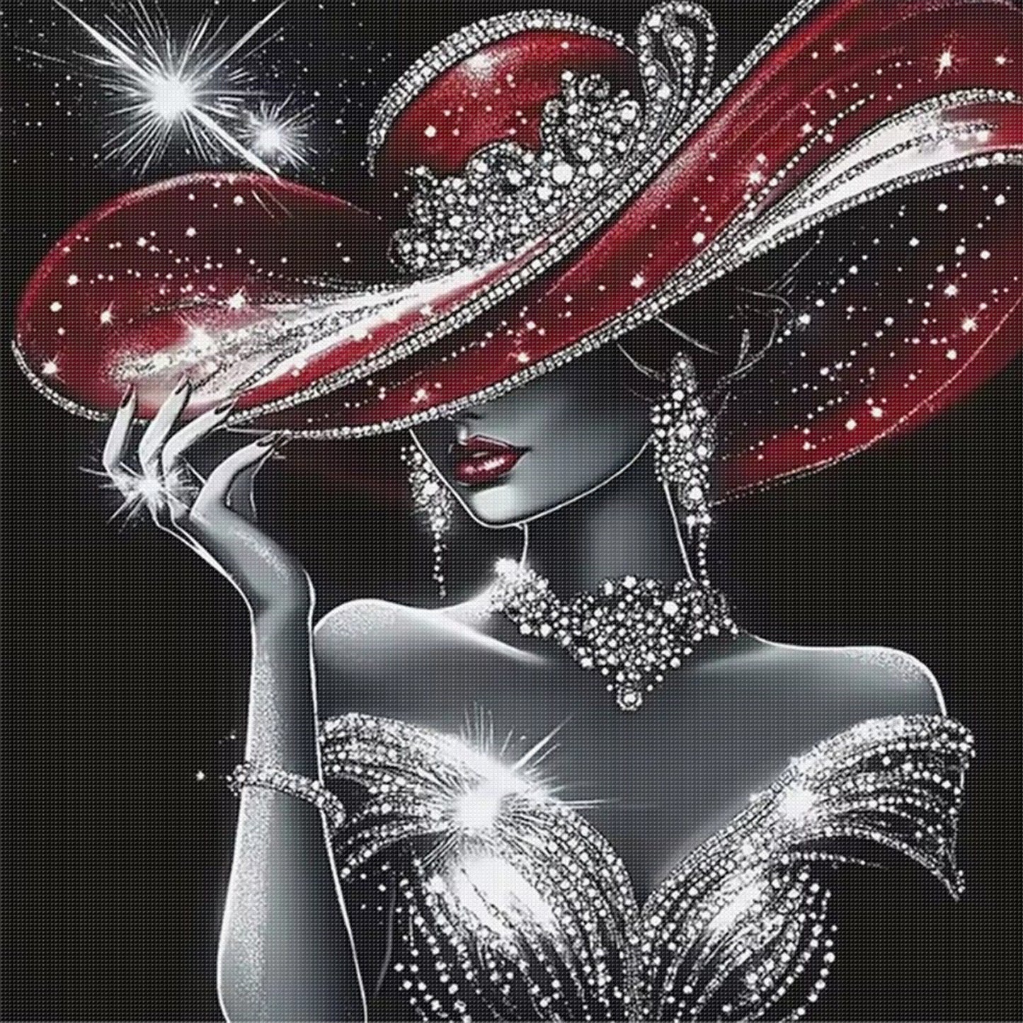 Glam Lady - Full 11CT Stamped Cross Stitch 45x45CM - Yishu