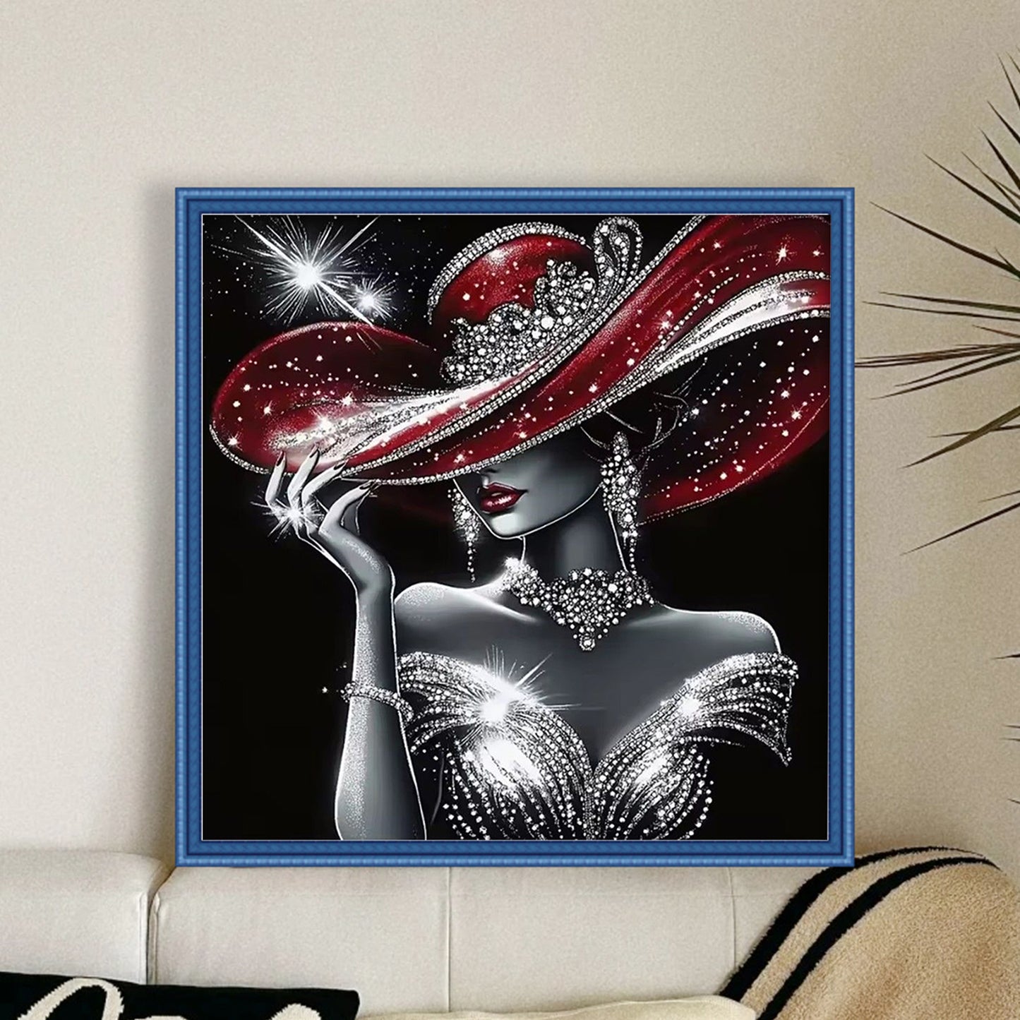 Glam Lady - Full 11CT Stamped Cross Stitch 45x45CM - Yishu