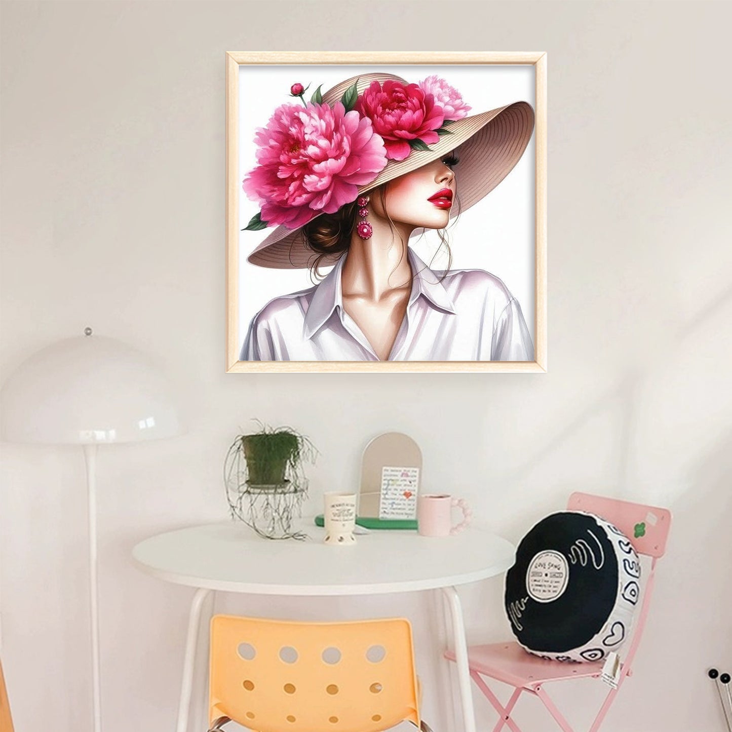 Peony Lady - Full 11CT Stamped Cross Stitch 45x45CM - Yishu