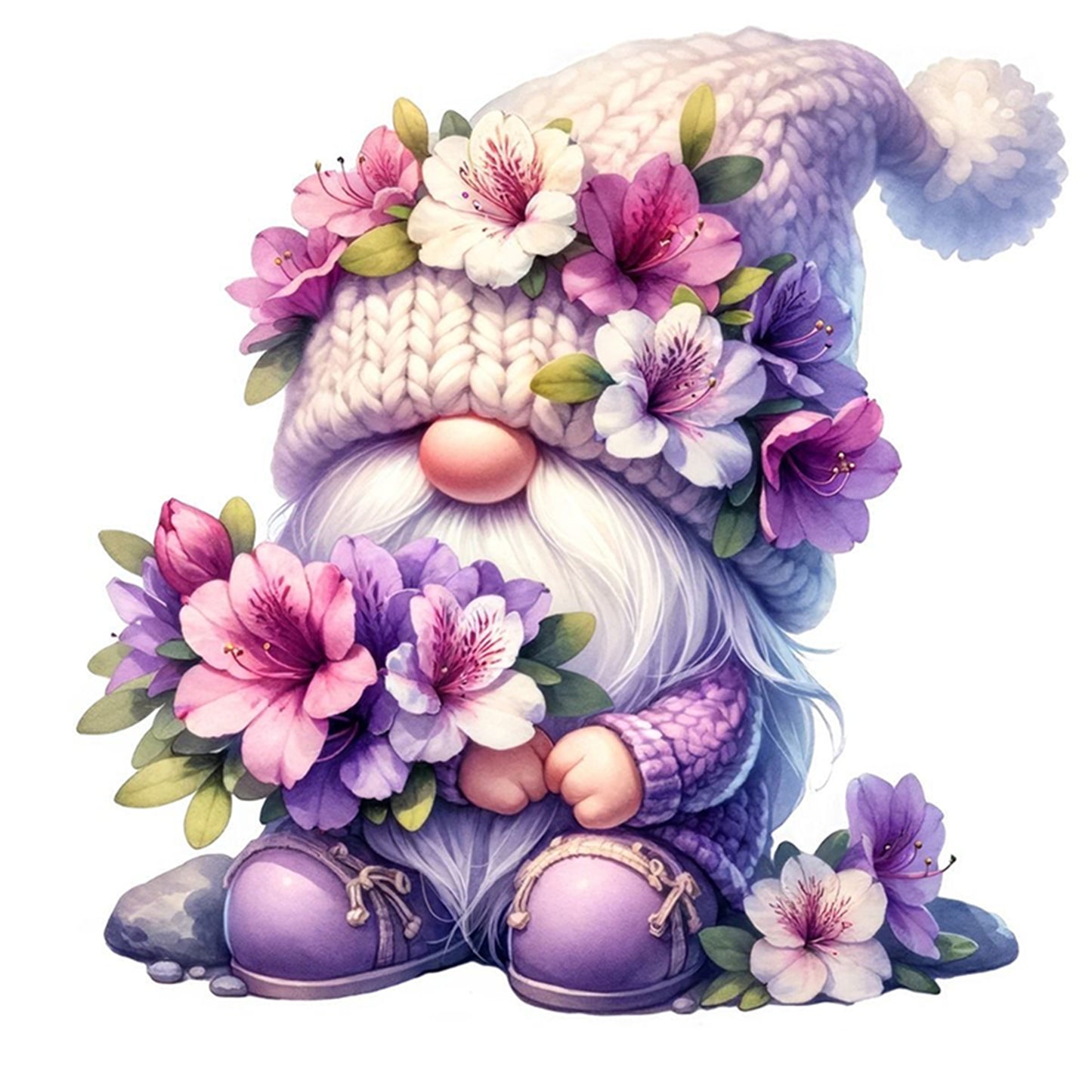 Azalea Gnome - Full 11CT Stamped Cross Stitch 40x40CM - Yishu