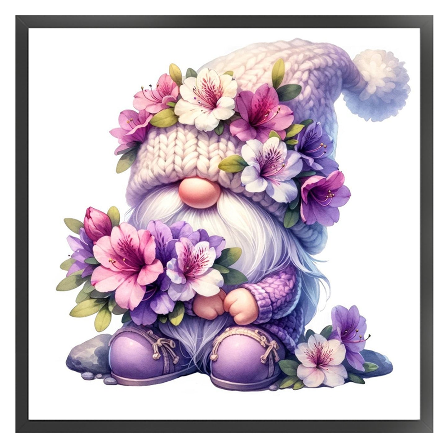 Azalea Gnome - Full 11CT Stamped Cross Stitch 40x40CM - Yishu