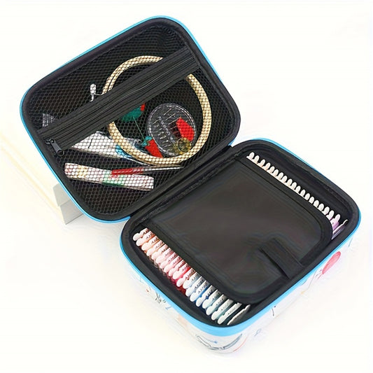 Multi-Function Sewing Box Set with Case Contains Thread/Needle/Scissors Complete Sewing Kit with Embroidery Frame DIY Embroidery Handwork Sewing Tool Kit for Cross-Stitch/Embroidery/Sewing/DIY Crafts