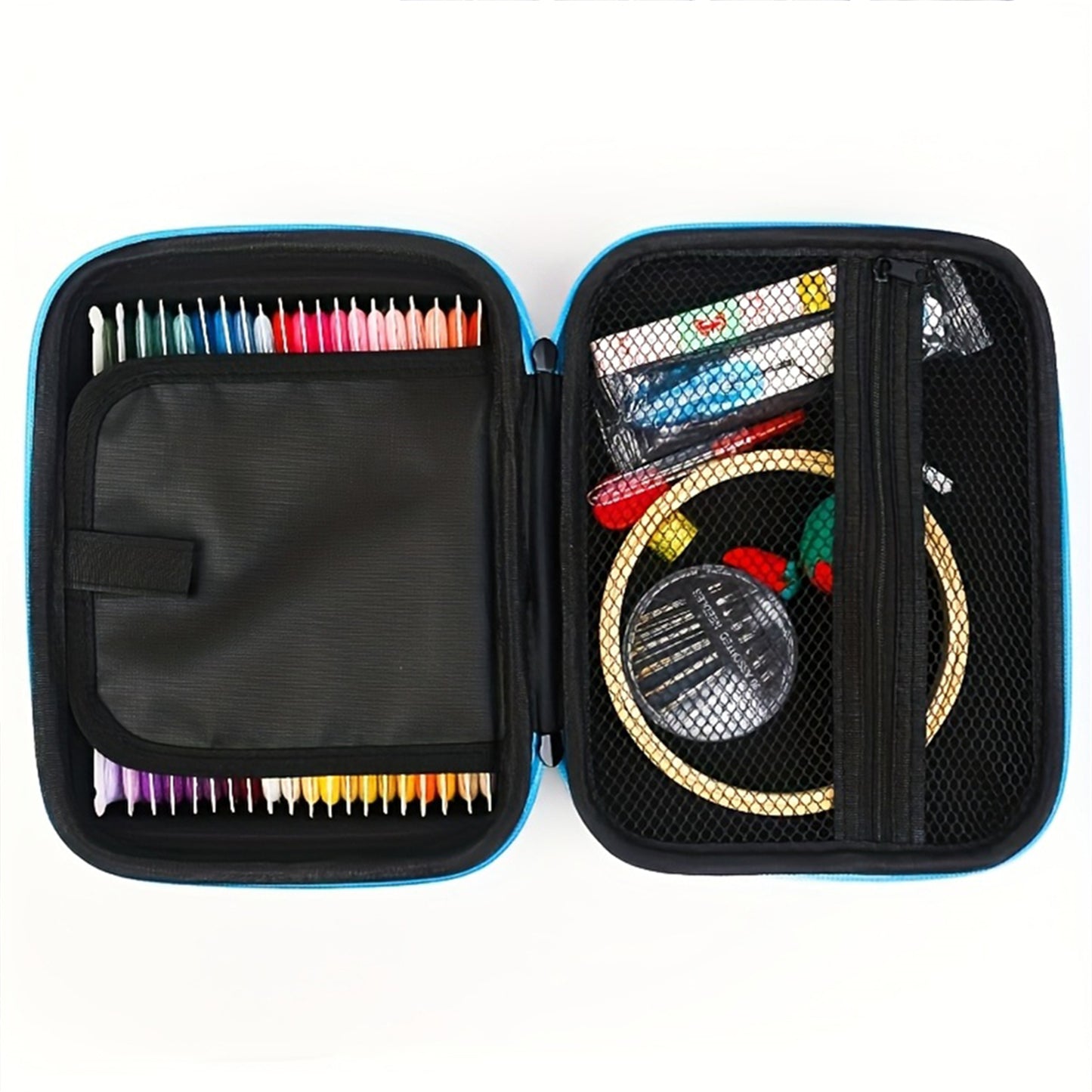 Multi-Function Sewing Box Set with Case Contains Thread/Needle/Scissors Complete Sewing Kit with Embroidery Frame DIY Embroidery Handwork Sewing Tool Kit for Cross-Stitch/Embroidery/Sewing/DIY Crafts
