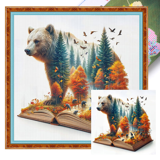 Bear Forest Book - Full 11CT Stamped Cross Stitch 45x45CM - Yishu