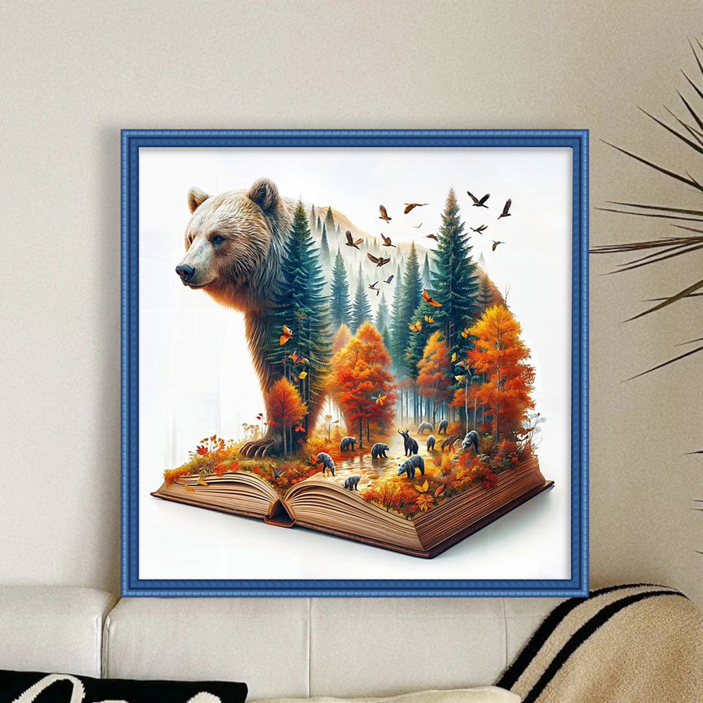 Bear Forest Book - Full 11CT Stamped Cross Stitch 45x45CM - Yishu
