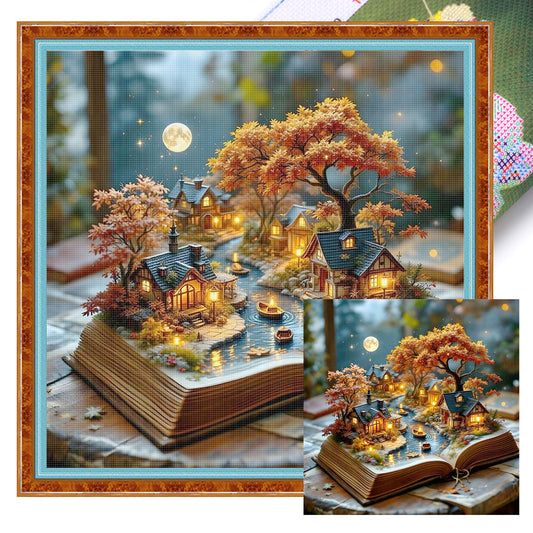 Autumn Village Book - Full 11CT Stamped Cross Stitch 45x45CM - Yishu