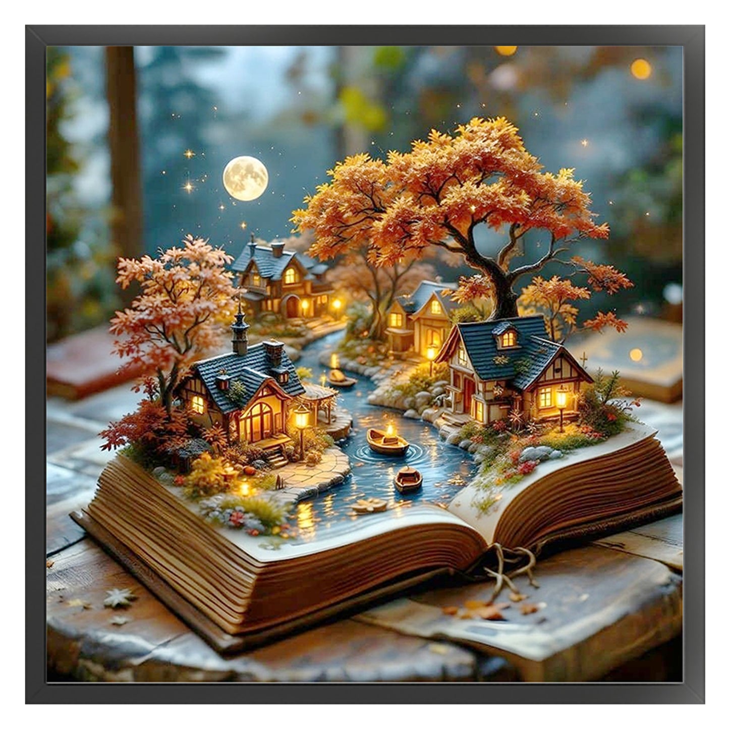 Autumn Village Book - Full 11CT Stamped Cross Stitch 45x45CM - Yishu