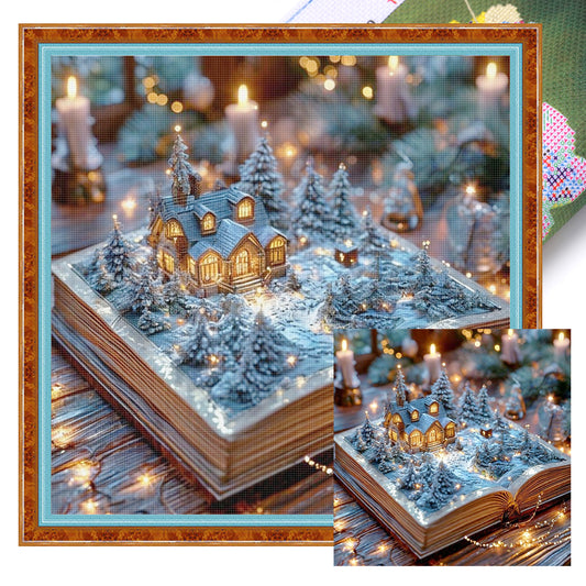 Winter Cottage Book - Full 11CT Stamped Cross Stitch 45x45CM - Yishu
