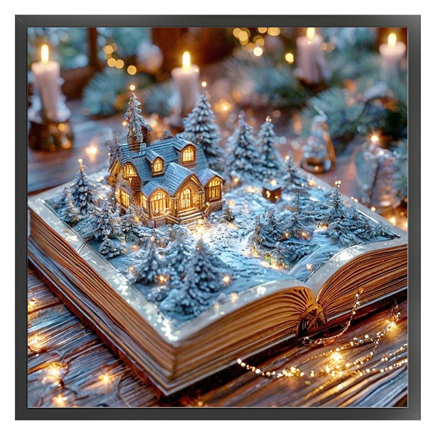 Winter Cottage Book - Full 11CT Stamped Cross Stitch 45x45CM - Yishu