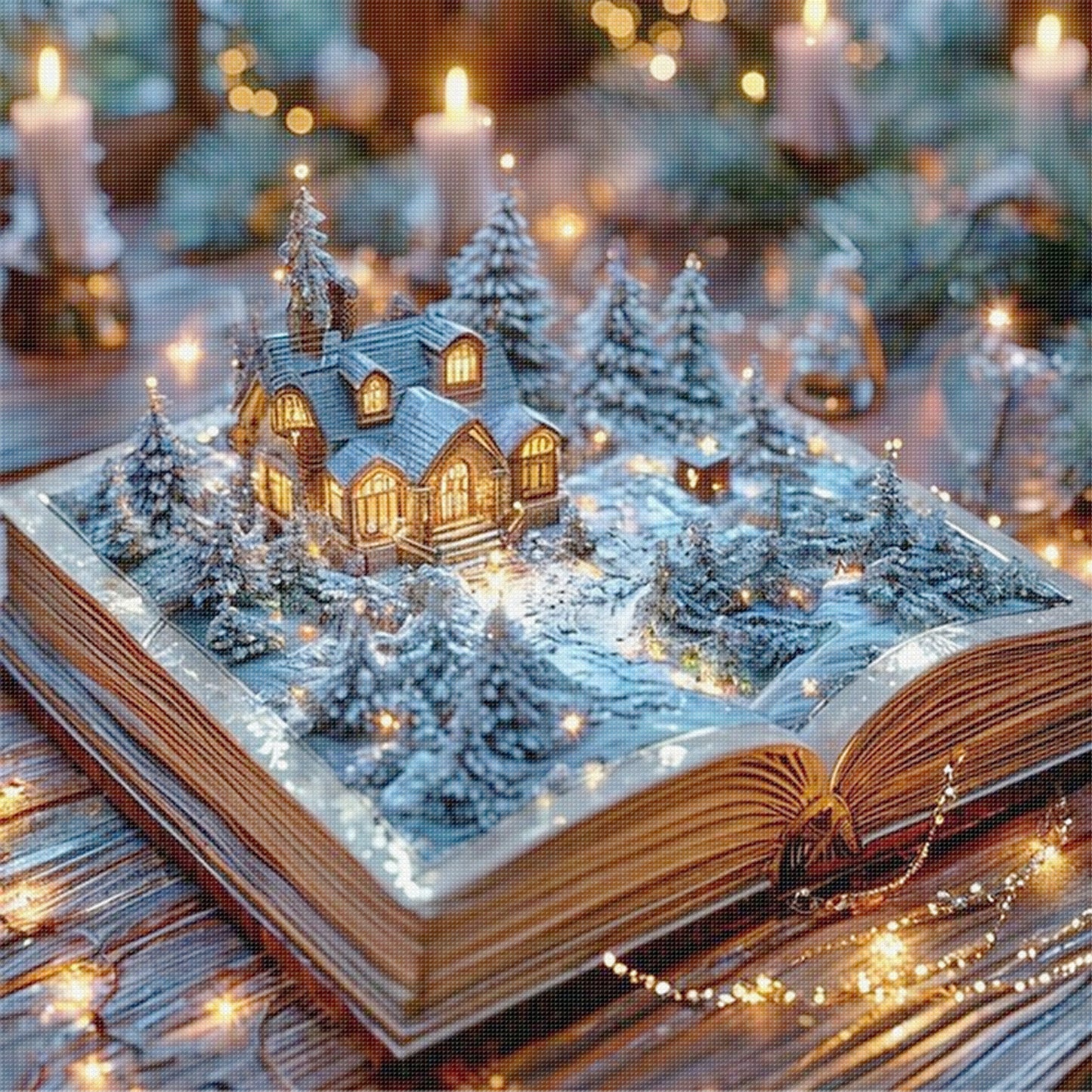 Winter Cottage Book - Full 11CT Stamped Cross Stitch 45x45CM - Yishu