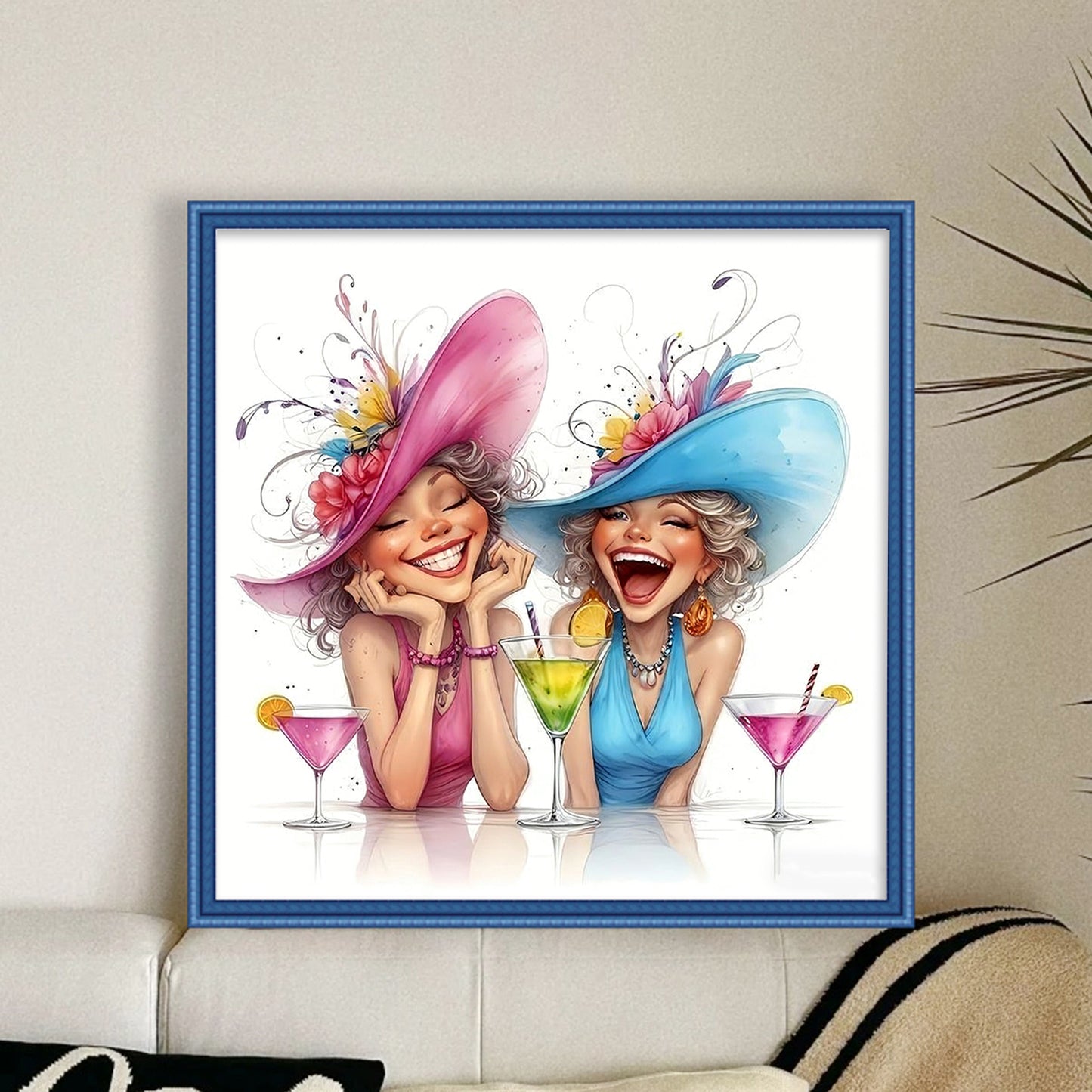 Cocktail Girls - Full 11CT Stamped Cross Stitch 45x45CM - Yishu