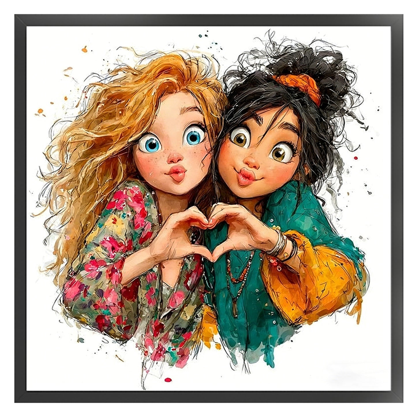 Best Friends - Full 11CT Stamped Cross Stitch 45x45CM - Yishu