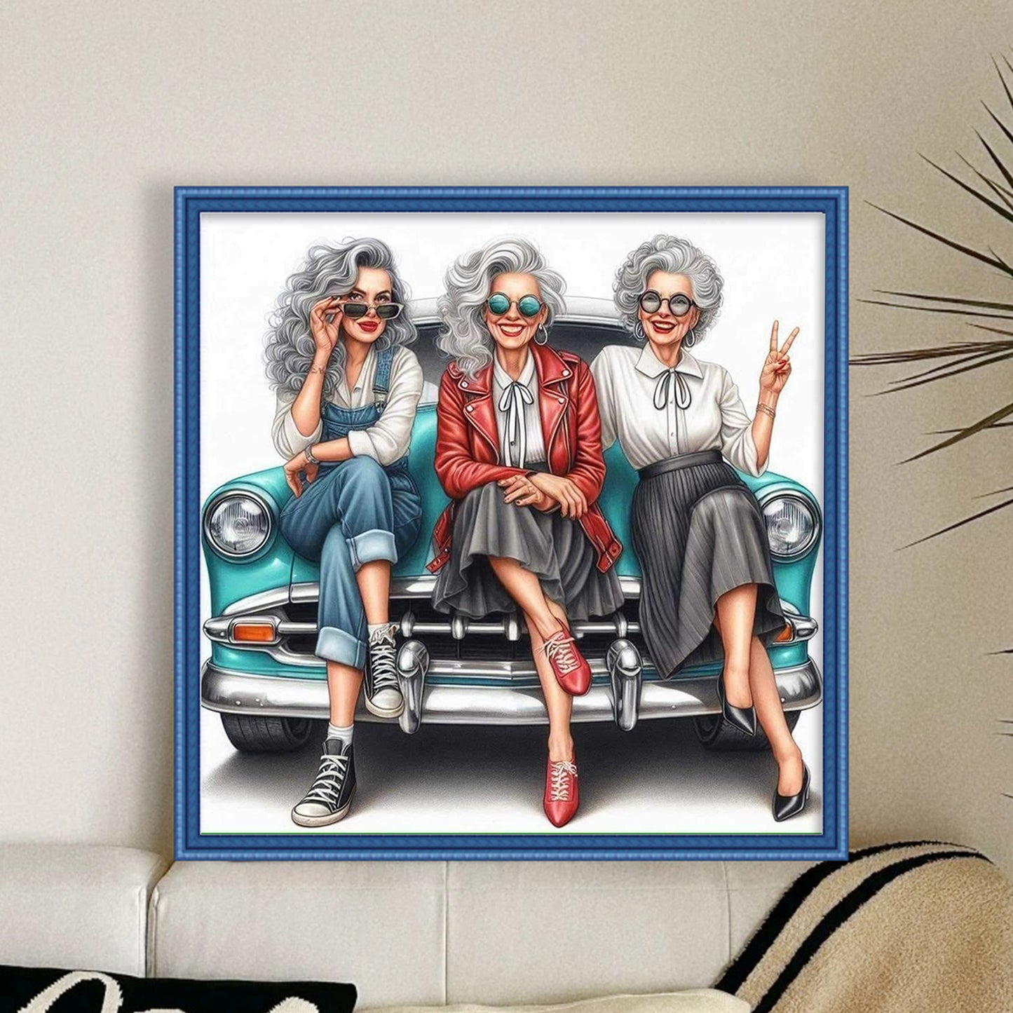 Retro Ladies - Full 11CT Stamped Cross Stitch 45x45CM - Yishu