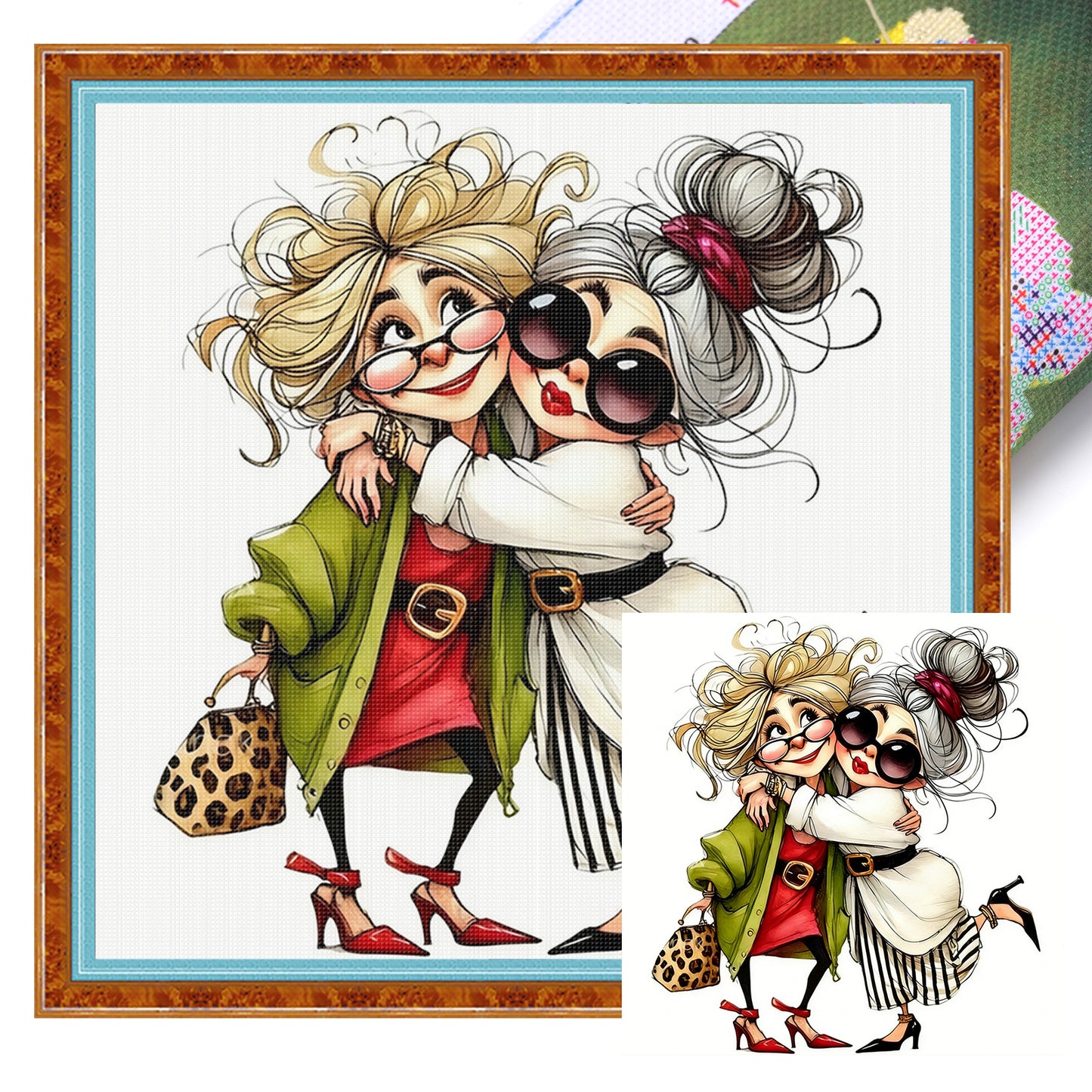 Gnome Friends - Full 11CT Stamped Cross Stitch 45x45CM - Yishu