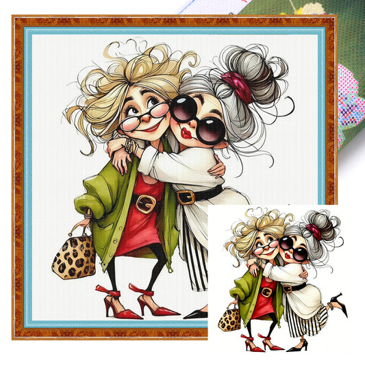 Gnome Friends - Full 11CT Stamped Cross Stitch 45x45CM - Yishu