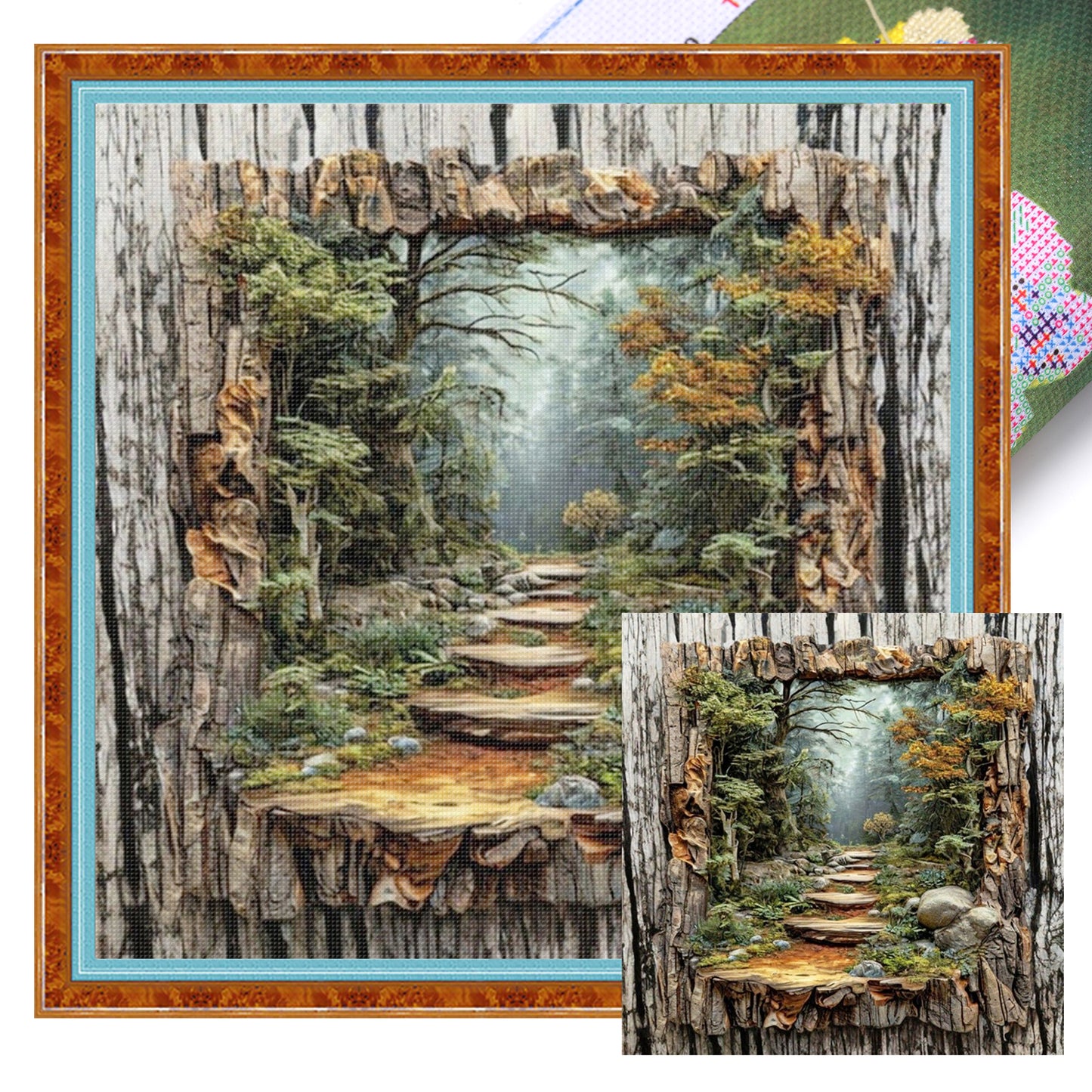 Forest Path - Full 11CT Stamped Cross Stitch 45x45CM - Yishu