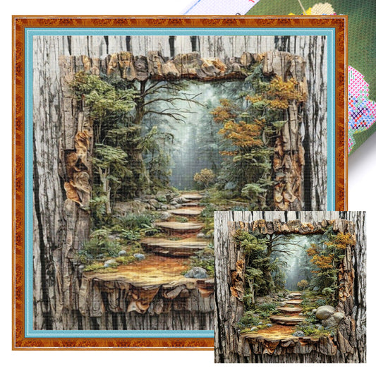 Forest Path - Full 11CT Stamped Cross Stitch 45x45CM - Yishu
