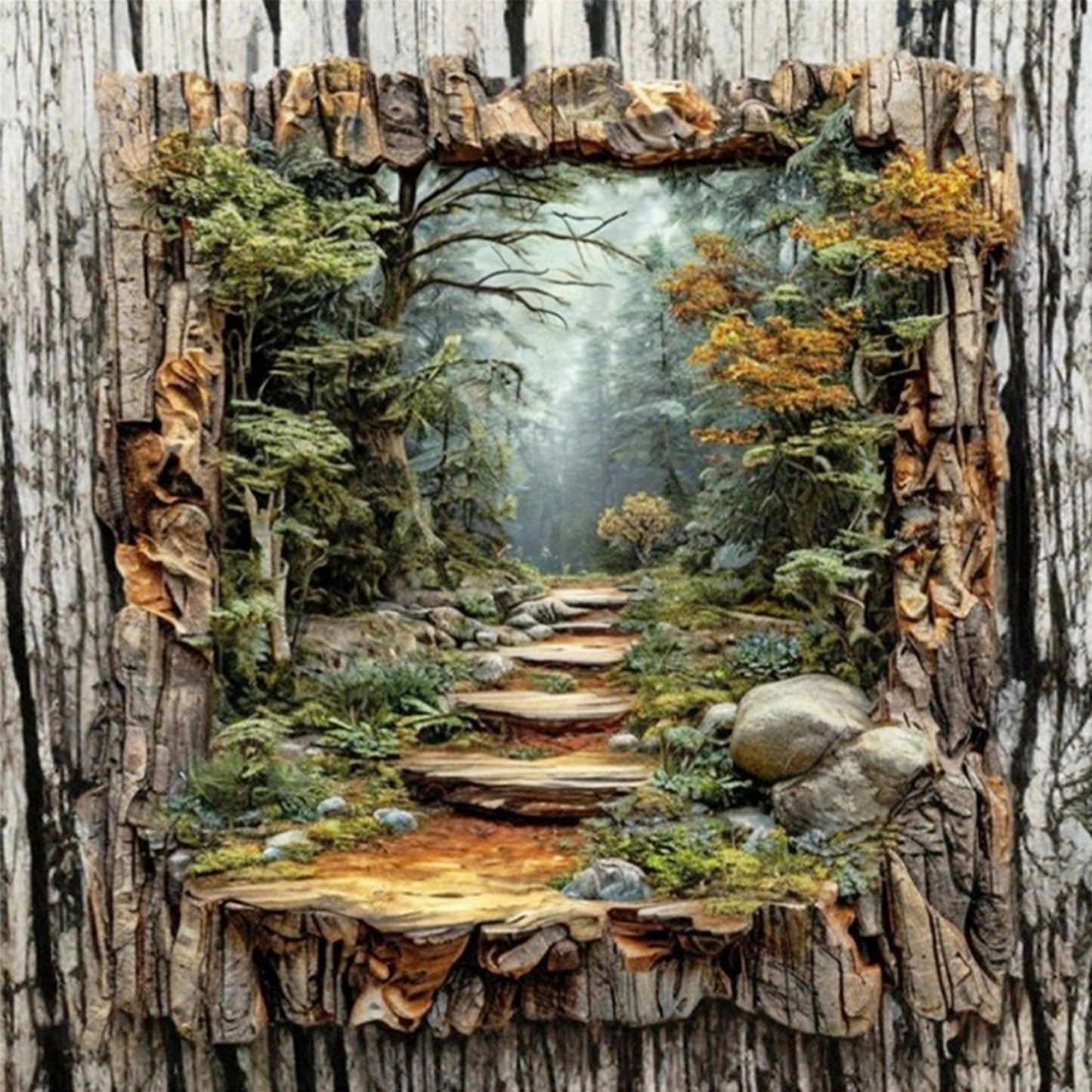 Forest Path - Full 11CT Stamped Cross Stitch 45x45CM - Yishu