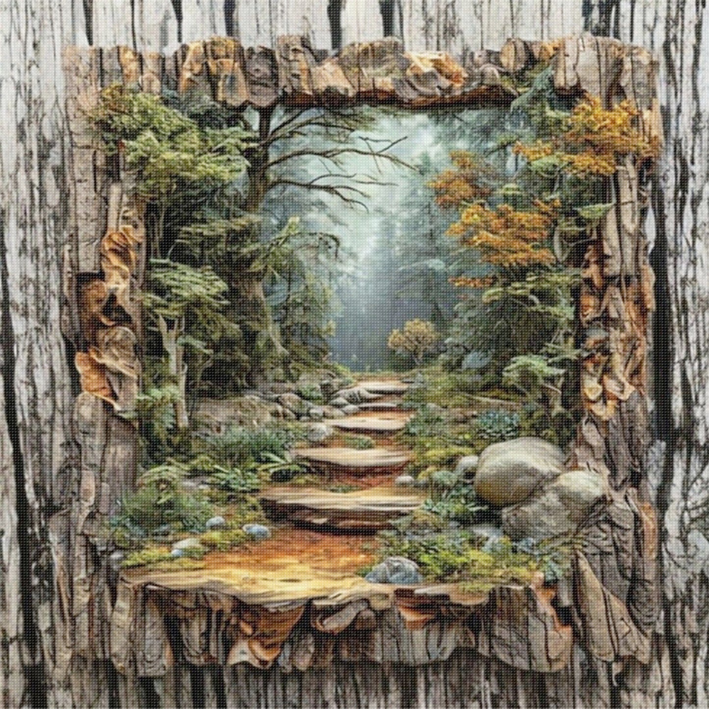 Forest Path - Full 11CT Stamped Cross Stitch 45x45CM - Yishu
