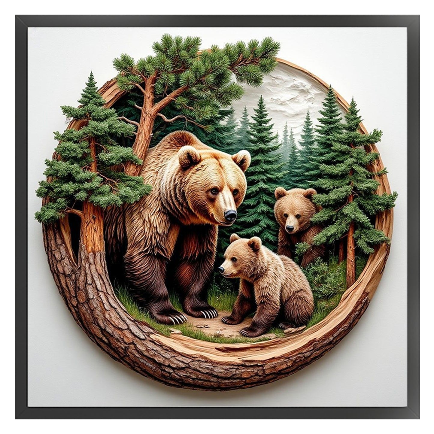 Bear Family - Full 11CT Stamped Cross Stitch 45x45CM - Yishu
