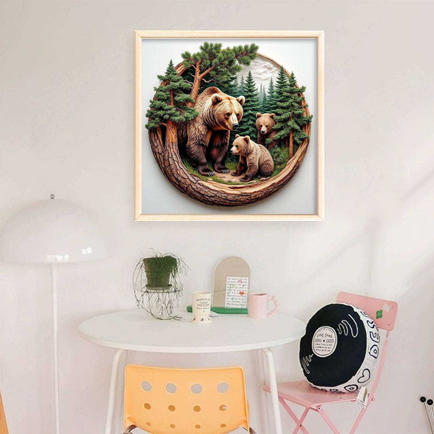 Bear Family - Full 11CT Stamped Cross Stitch 45x45CM - Yishu