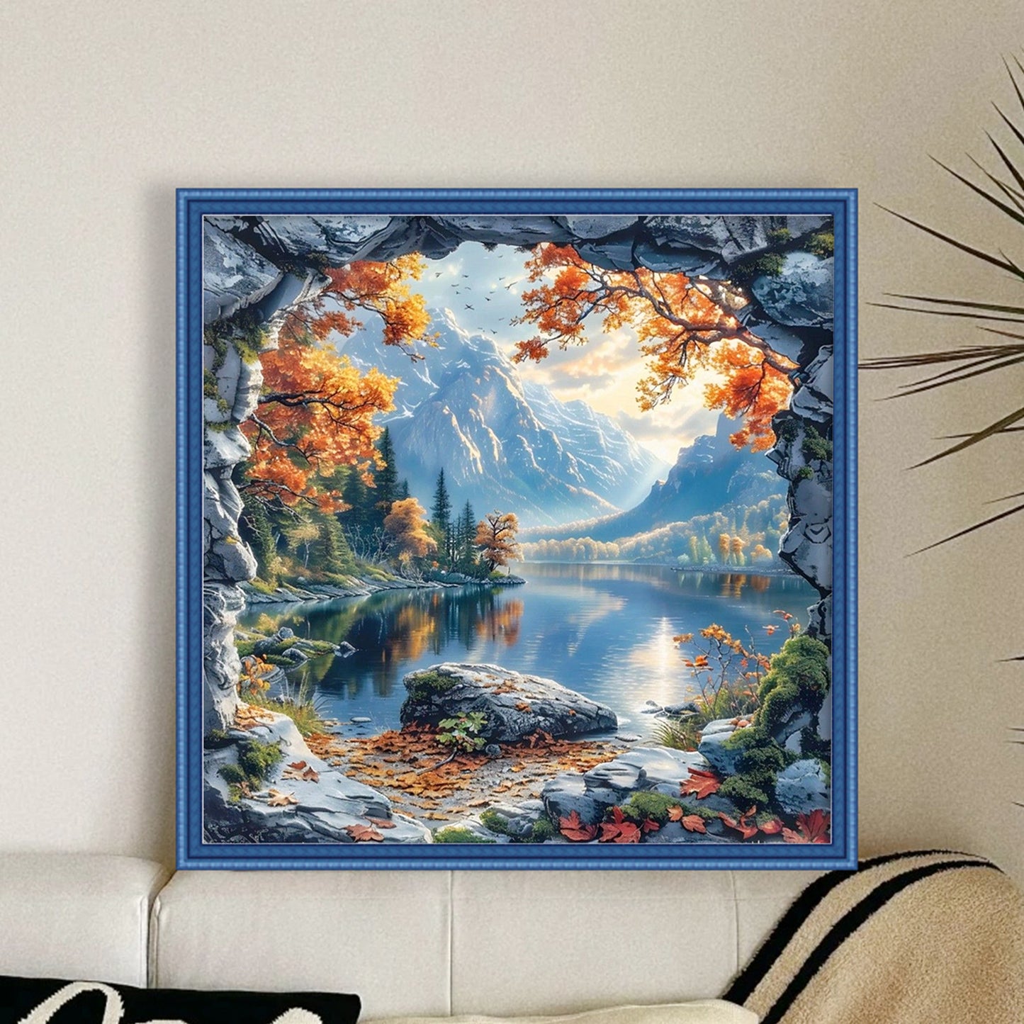 Mountain Lake - Full 11CT Stamped Cross Stitch 45x45CM - Yishu