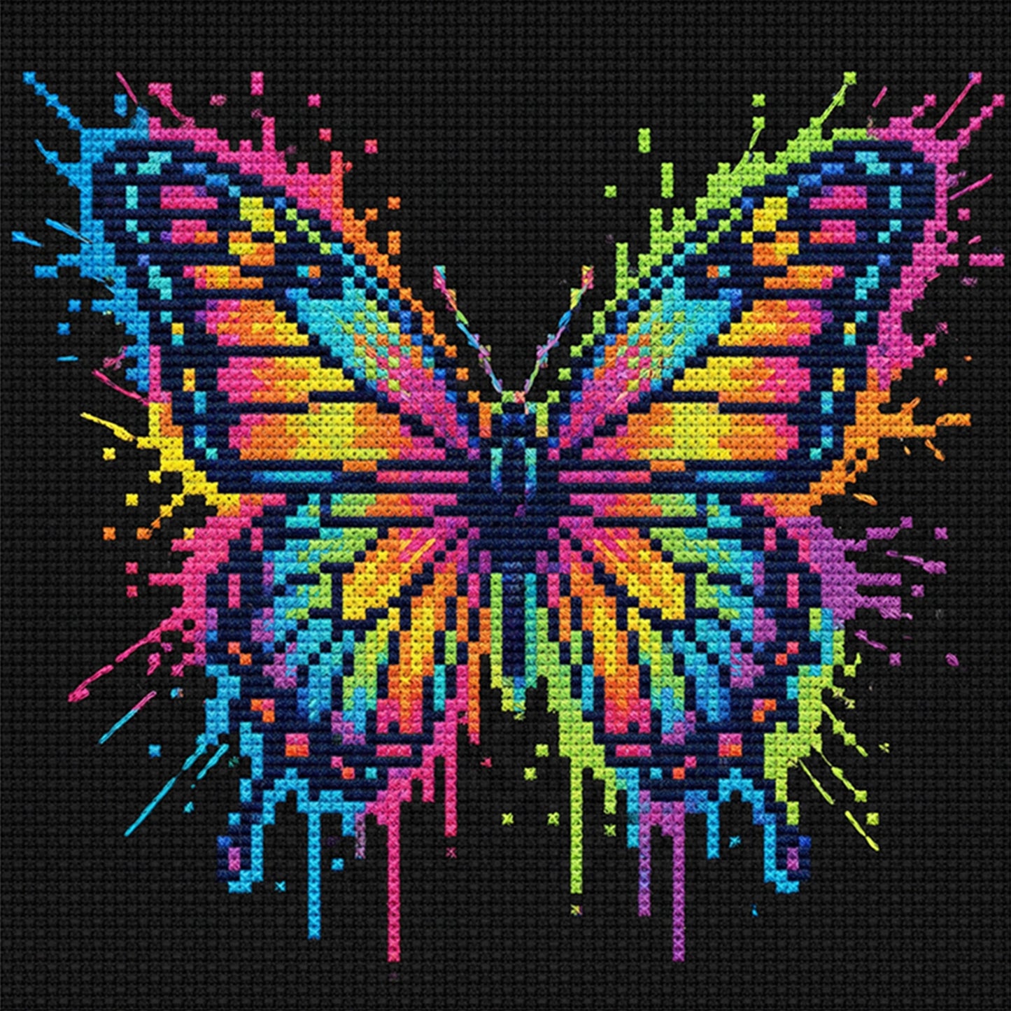 Colorful Splash Butterfly - Full 14CT Stamped Cross Stitch 30x30CM - Huacan
