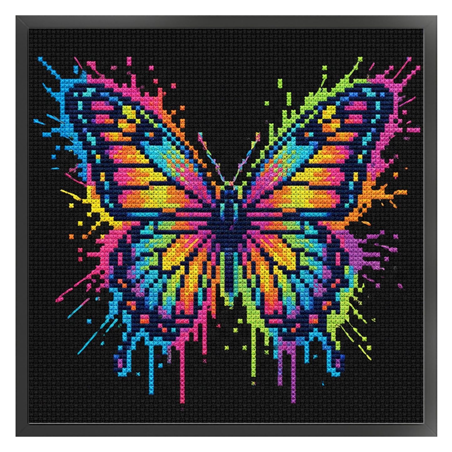 Colorful Splash Butterfly - Full 14CT Stamped Cross Stitch 30x30CM - Huacan