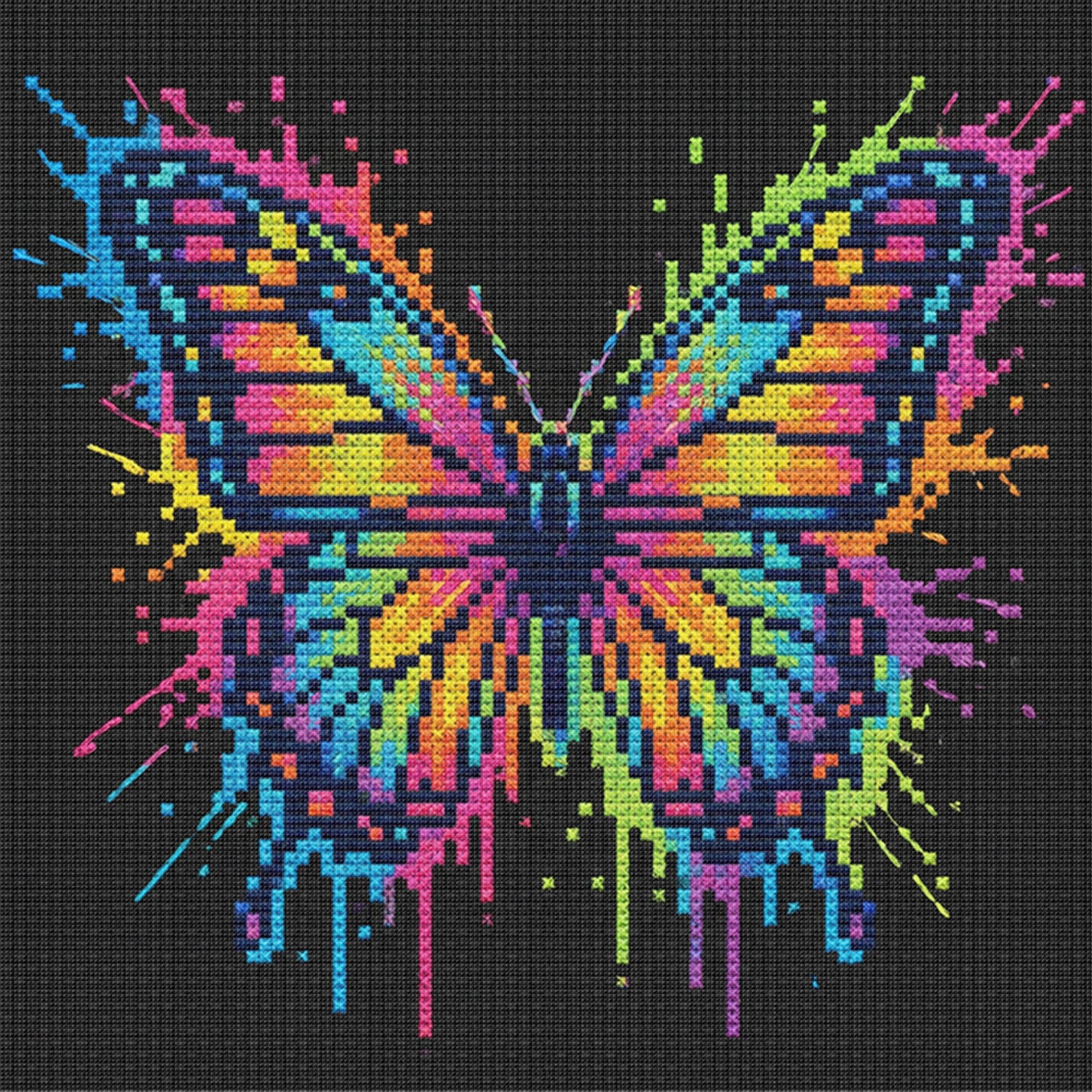 Colorful Splash Butterfly - Full 14CT Stamped Cross Stitch 30x30CM - Huacan