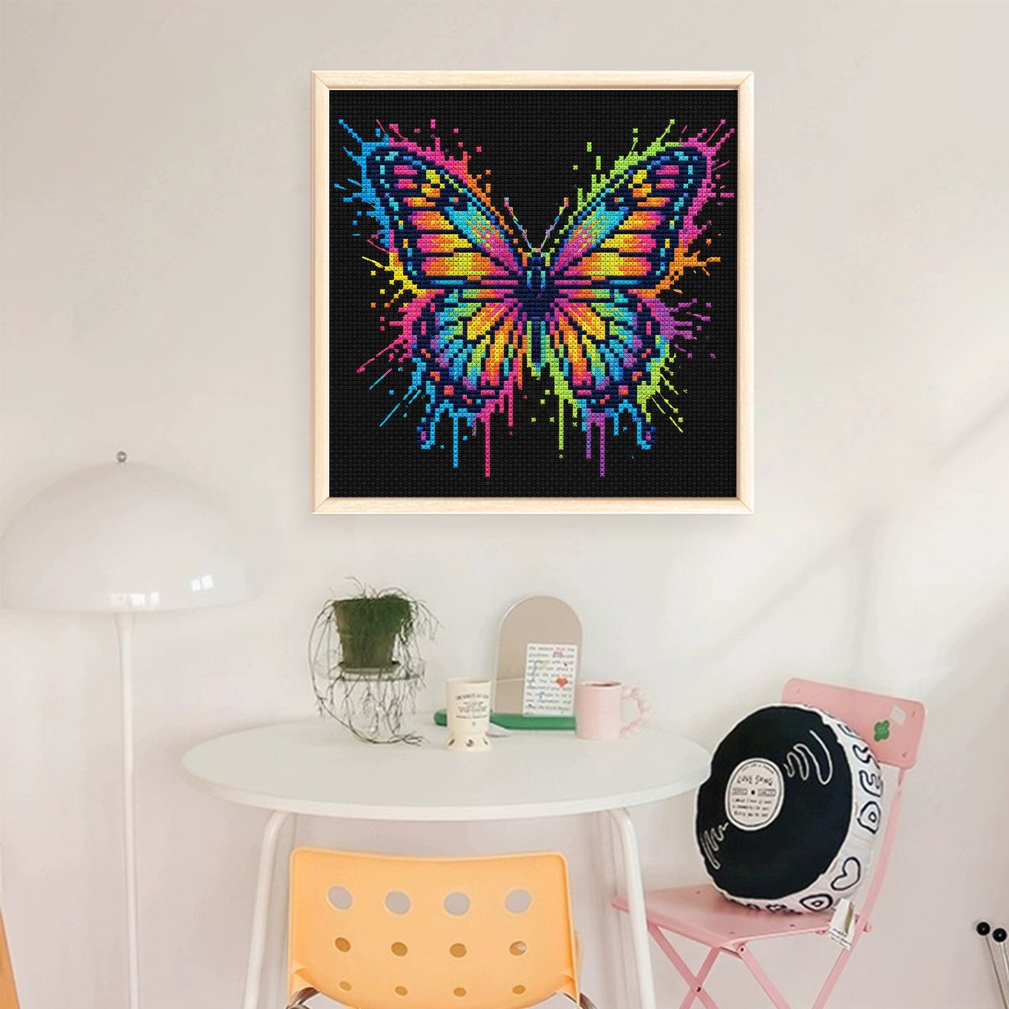 Colorful Splash Butterfly - Full 14CT Stamped Cross Stitch 30x30CM - Huacan