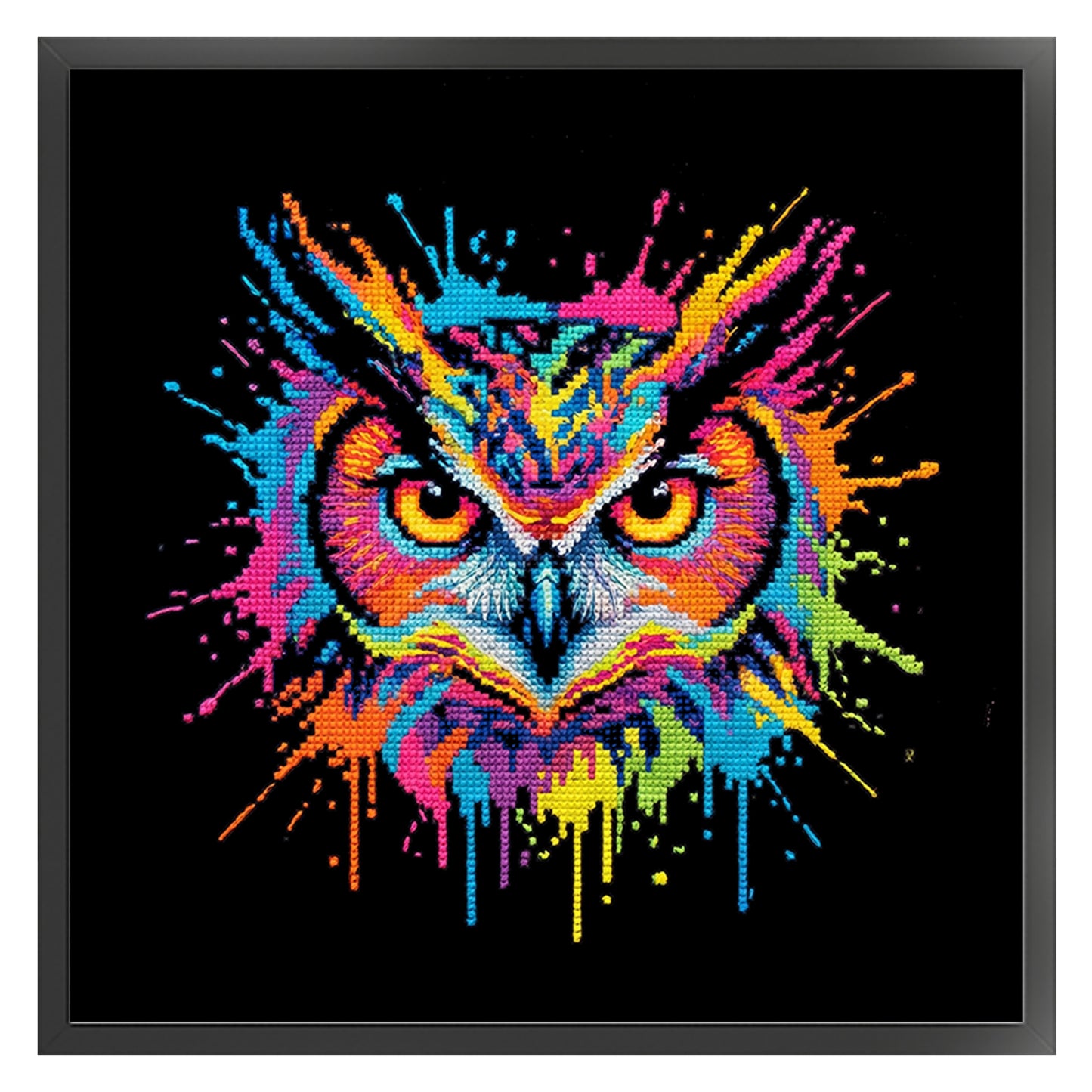 Colorful Splash Owl - Full 14CT Stamped Cross Stitch 30x30CM - Huacan