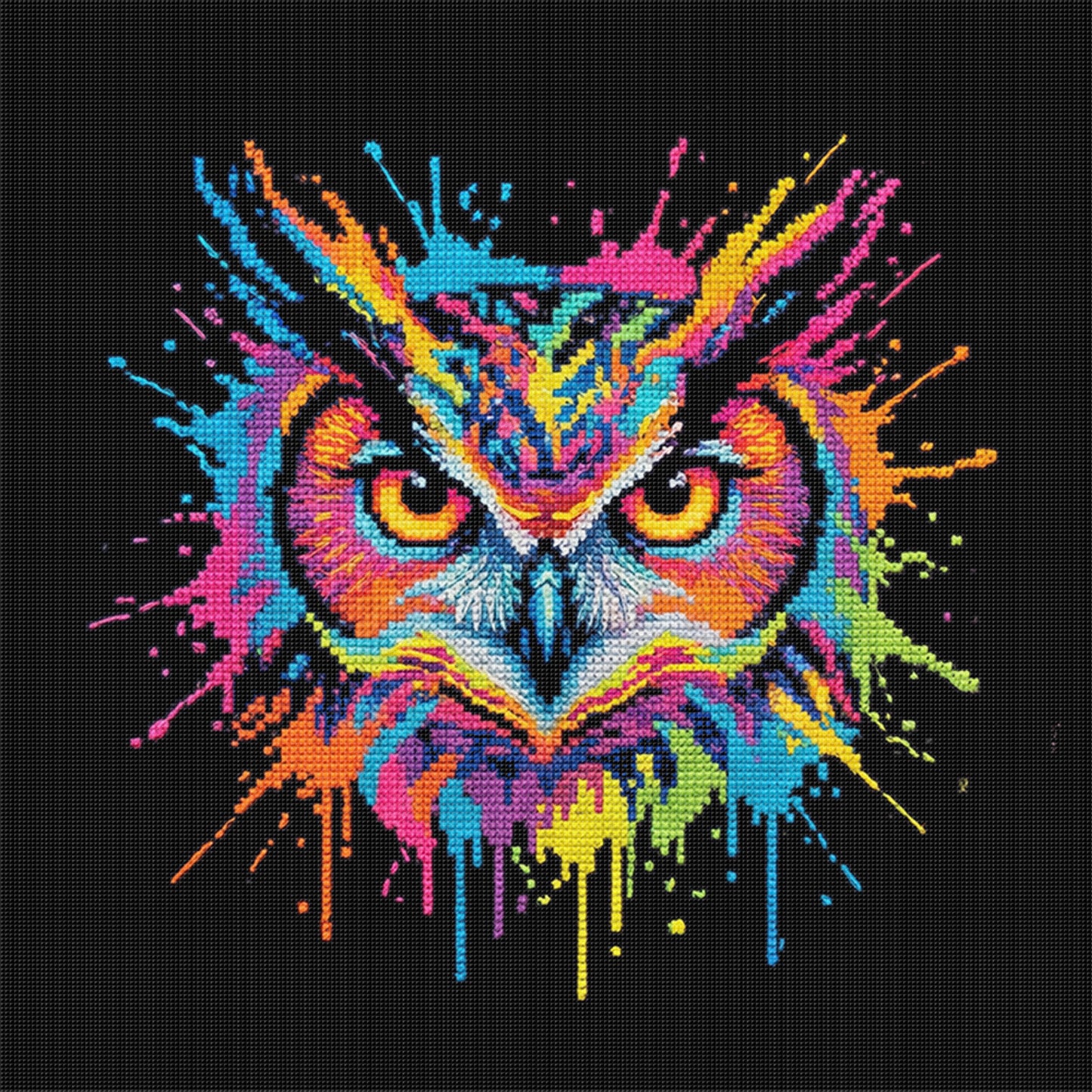 Colorful Splash Owl - Full 14CT Stamped Cross Stitch 30x30CM - Huacan