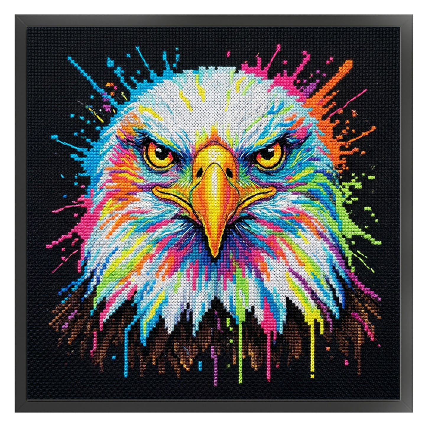 Colorful Splash Bald Eagle - Full 14CT Stamped Cross Stitch 30x30CM - Huacan