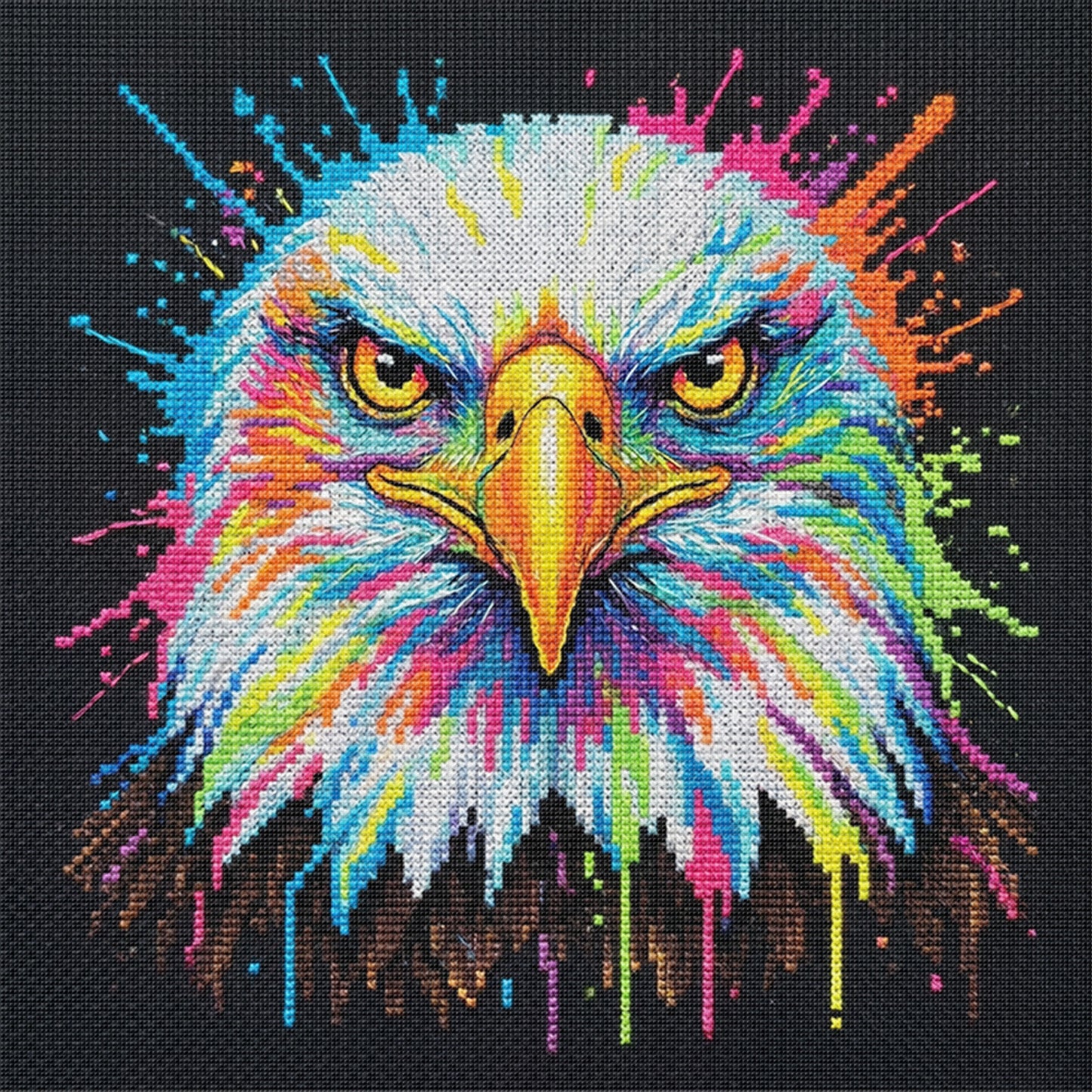 Colorful Splash Bald Eagle - Full 14CT Stamped Cross Stitch 30x30CM - Huacan