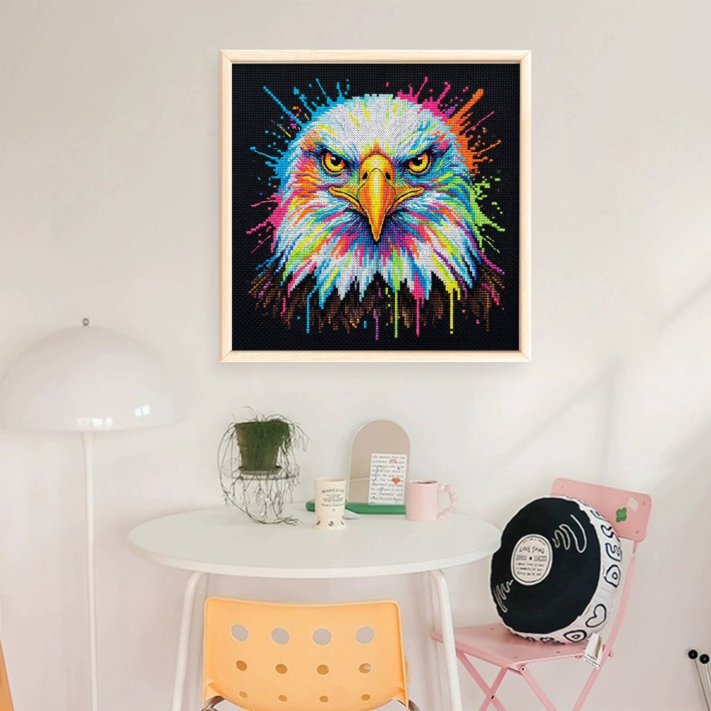 Colorful Splash Bald Eagle - Full 14CT Stamped Cross Stitch 30x30CM - Huacan