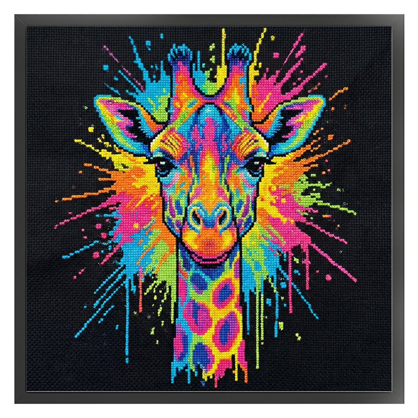 Colorful Splash Giraffe - Full 14CT Stamped Cross Stitch 30x30CM - Huacan