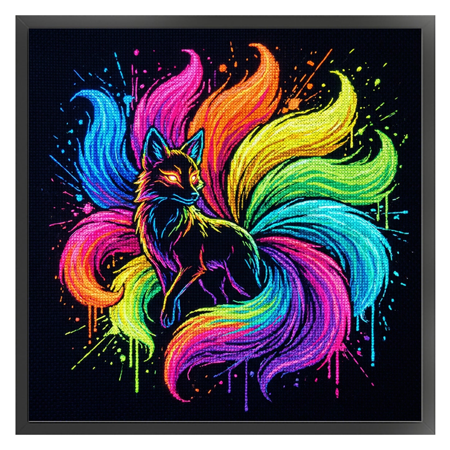 Colorful Splash Kitsune - Full 14CT Stamped Cross Stitch 30x30CM - Huacan