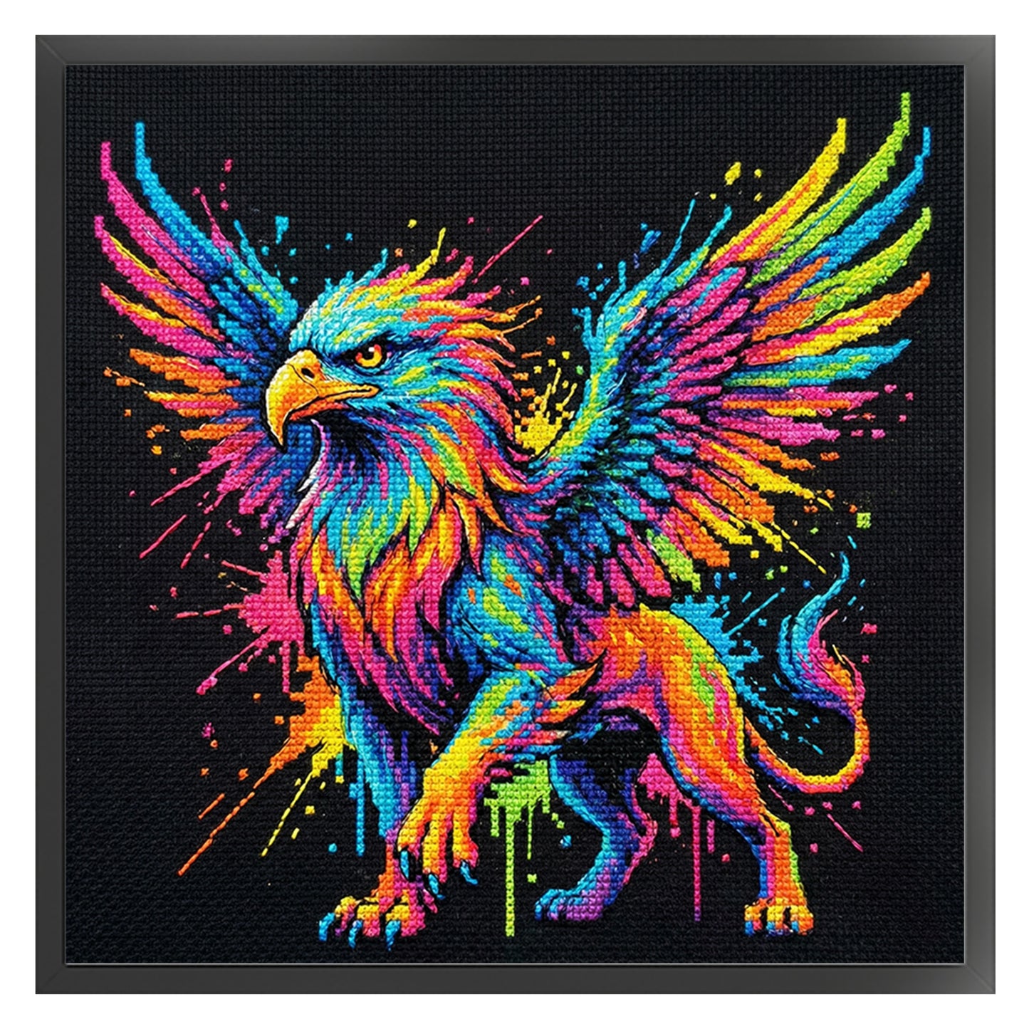 Colorful Splash Griffin - Full 14CT Stamped Cross Stitch 30x30CM - Huacan