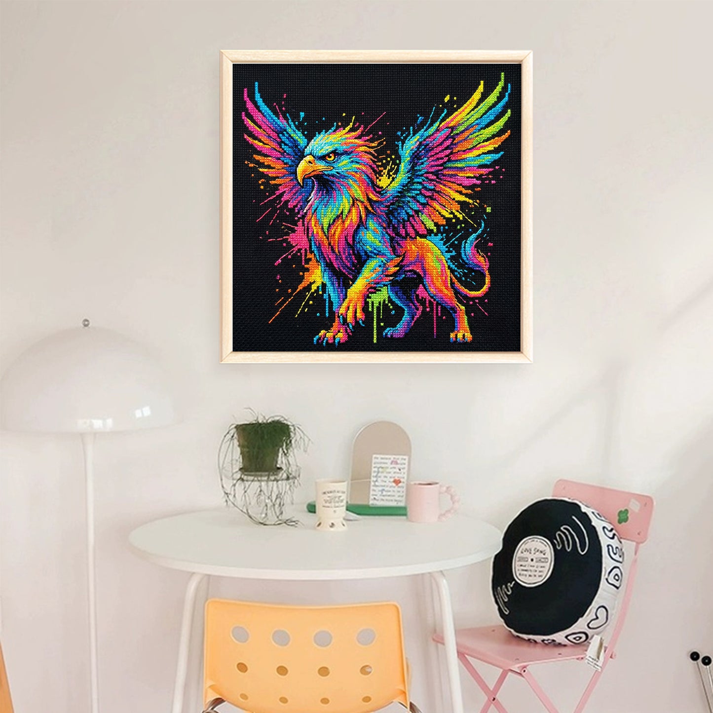 Colorful Splash Griffin - Full 14CT Stamped Cross Stitch 30x30CM - Huacan