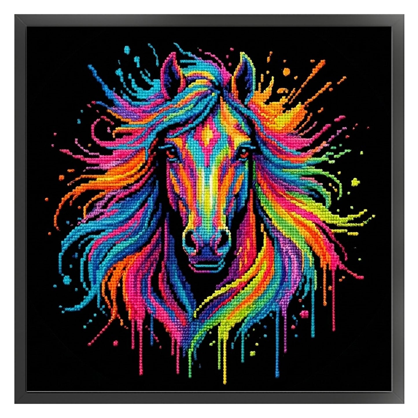 Colorful Splash Horse - Full 14CT Stamped Cross Stitch 30x30CM - Huacan