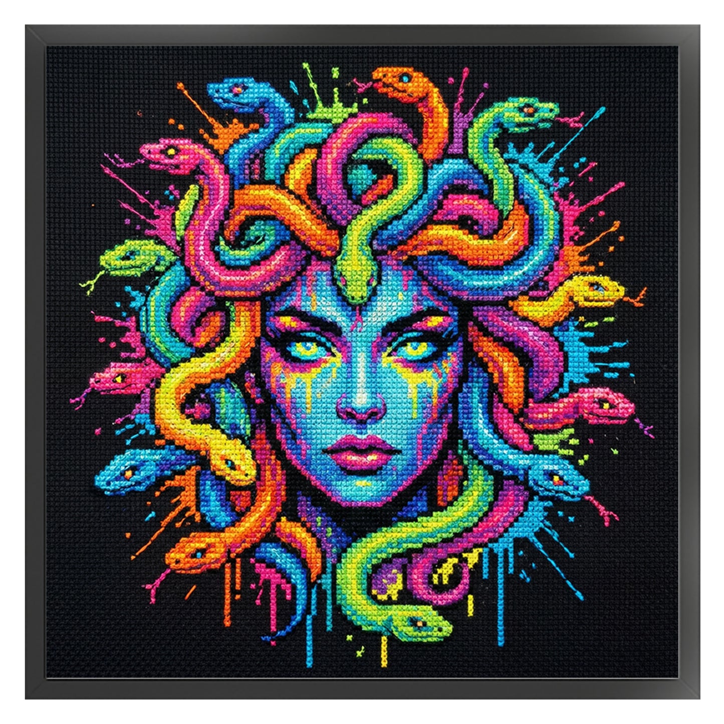Colorful Splash Medusa - Full 14CT Stamped Cross Stitch 30x30CM - Huacan