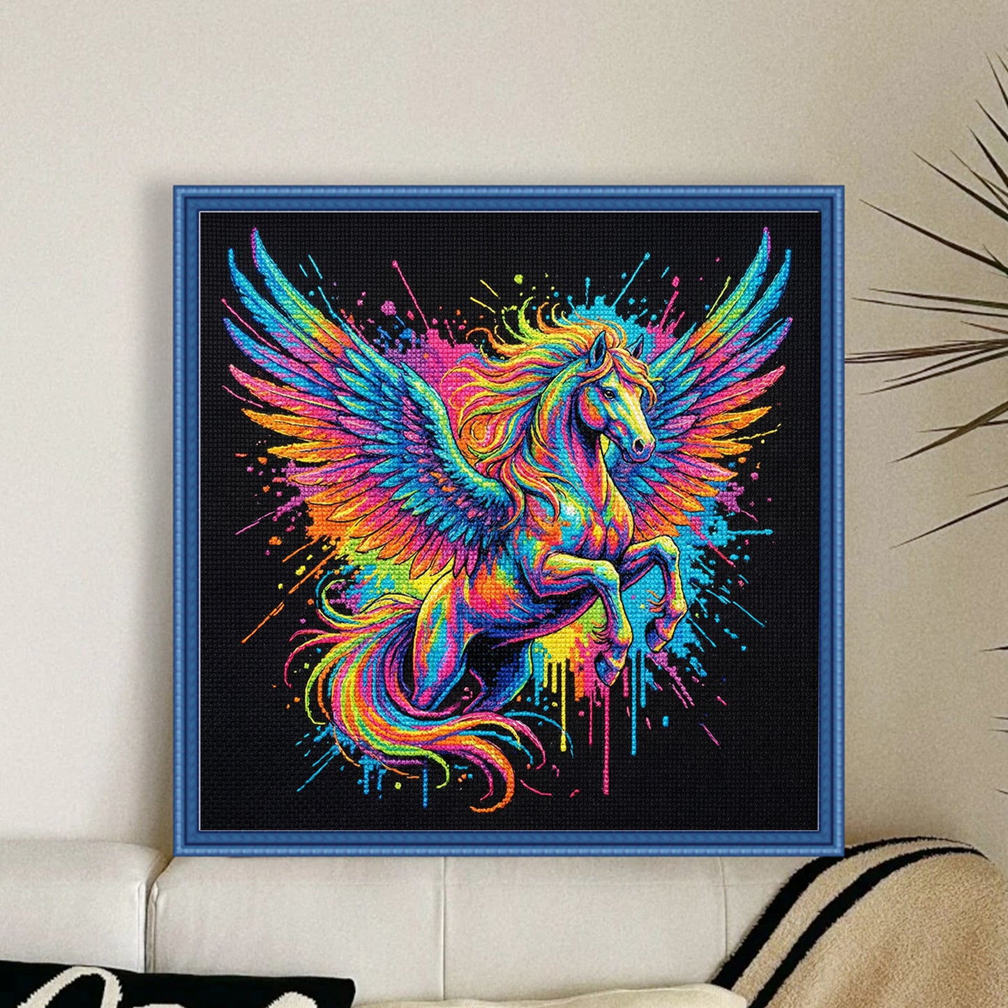 Colorful Splash Pegasus - Full 14CT Stamped Cross Stitch 30x30CM - Huacan